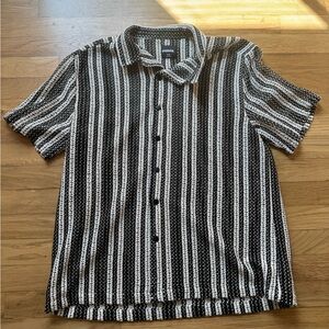RSQ Black and White Patterned Button Down Shirt